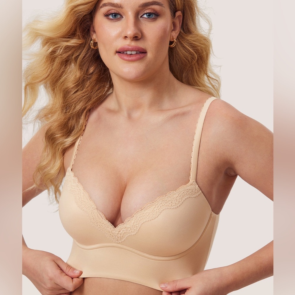 Dobreva Soft Wireless Push Up Bra Beige Convertible to Racerback